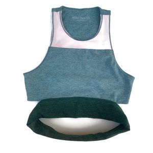 Outdoor Voices OV Tri-tone Slashback Cutout Crop Ballet/Space/Hunter Space Dye